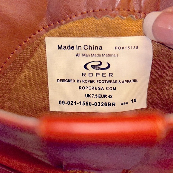 Roper Boots 10 M Brown Slouch Western Boot Vegan NWOB - Picture 12 of 12